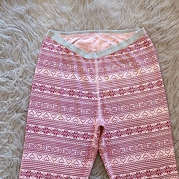 Lands‎ end girls pink and red heart winter pattern polyester leggings size 14 - Picture 2 of 6